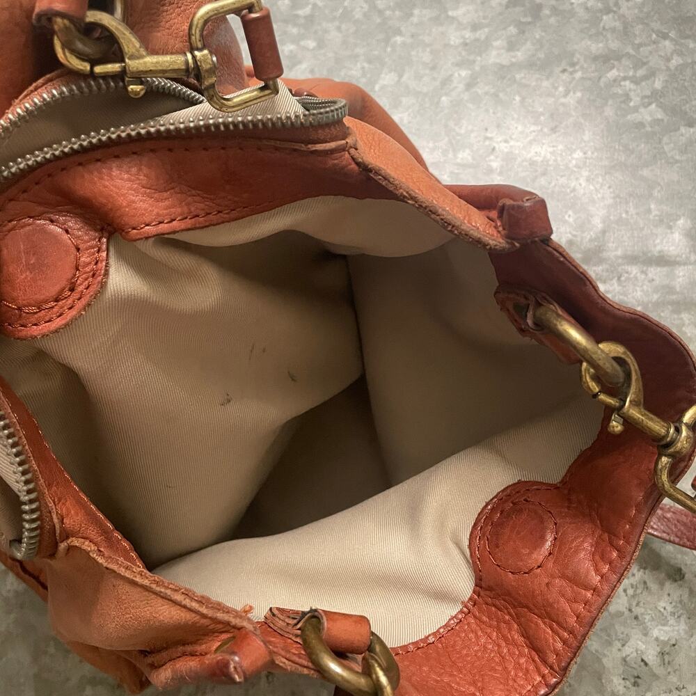 American Leather Co Triple Entry Satchel Brown Purse Bag Genuine Boho Minimalist - Picture 12 of 16